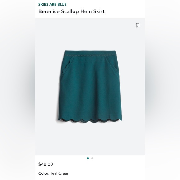 Skies Are Blue (Stitch Fix) Berenice Scallop Hem Skirt in Teal - Picture 7 of 9